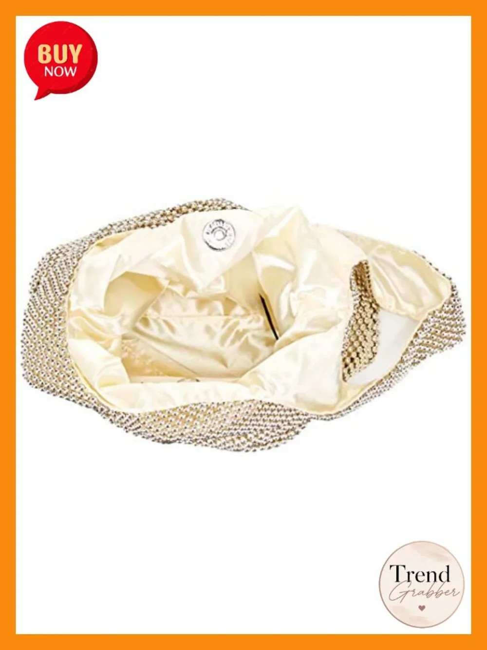 Mesh Evening Pouch Clutch with Ring Handles Magnetic Snap Closure